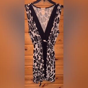 Notice Leopard Print Sleeveless Waist Tie Tunic Medium